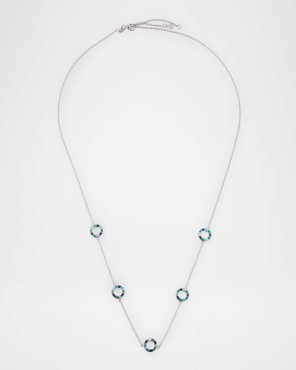 Lapis, Blue MOP and Turquoise Dash Circle Five-Station Necklace